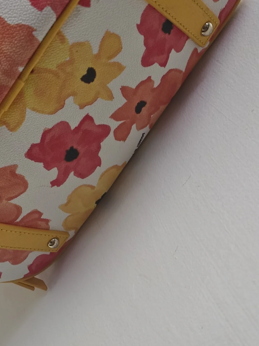 Dooney & Bourke Yellow Floral Dome Satchel with Red and Orange Blooms